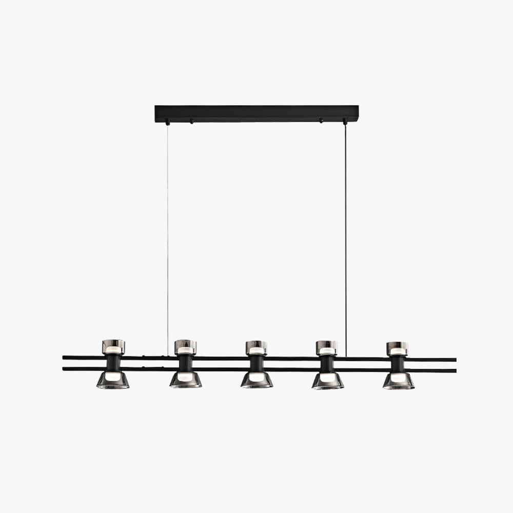 Evette Suspension Linéaire Simple, Cuivre/Verre, Noir/Or, Salle de Bain/Chambre