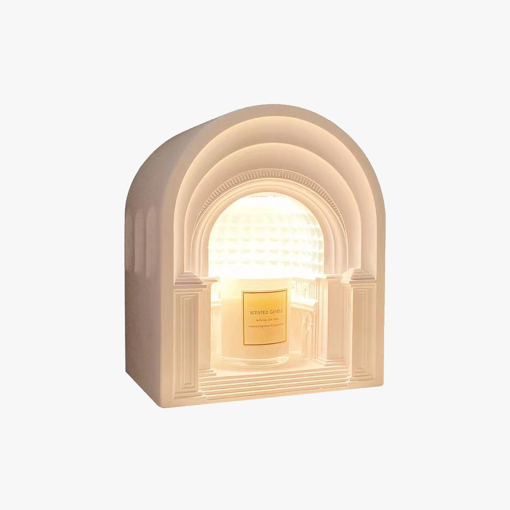 Félicie Lampe de Table Dôme Art Deco, Plâtre, Blanc, Chambre/Salon