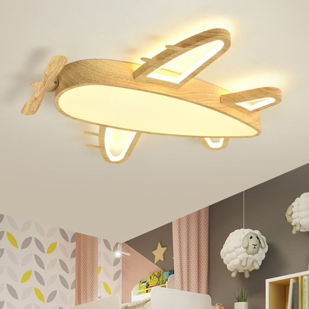 Minori Design LED Plafonnier Avion Moderne Bois/Acrylique Bois/Beige Salon