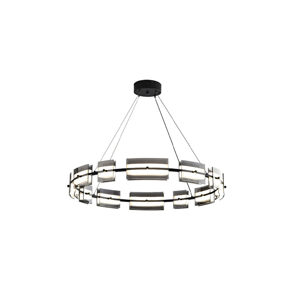 Evette Suspension Anneau Simple, Cuivre/Verre, Noir/Or, Salon/Chambre