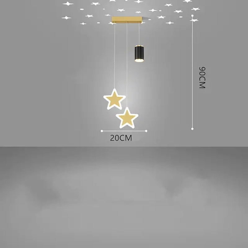 Madina Luminaires Suspension à Projection de Lune étoile Or/Noir Métal Chambre à coucher/Bar