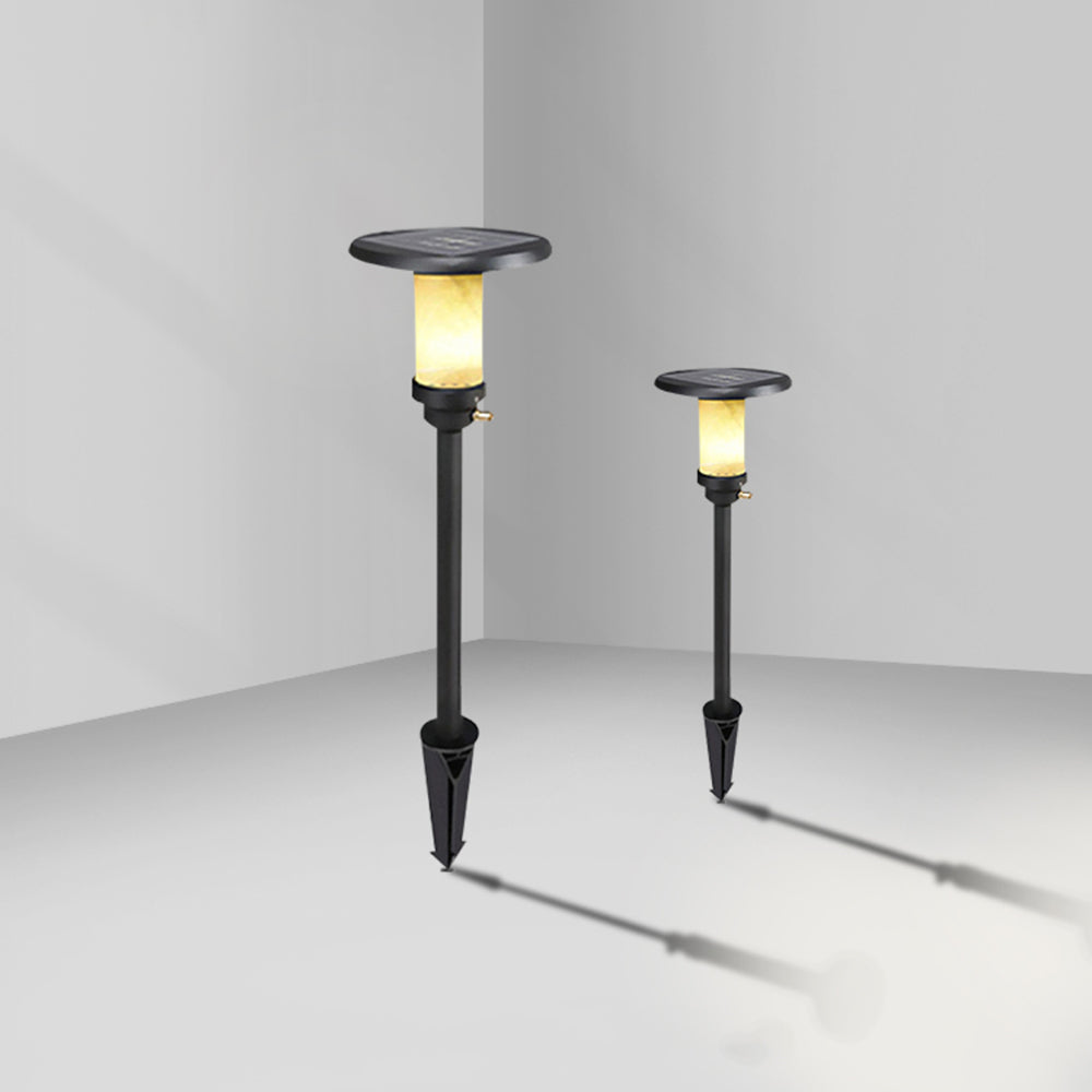 Pena Lampe Extérieure au Sol Rond Moderne, Métal/Marbre, Noir, Extérieur