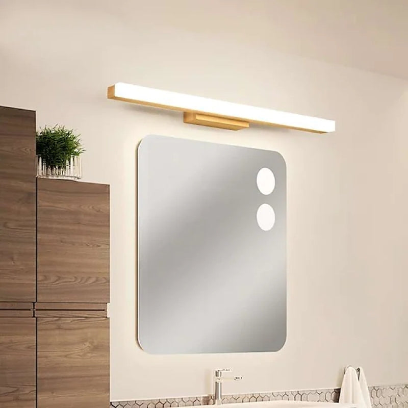 Leigh Applique Murale Miroir Linéaire Minimaliste, Bois, Noyer, Salon