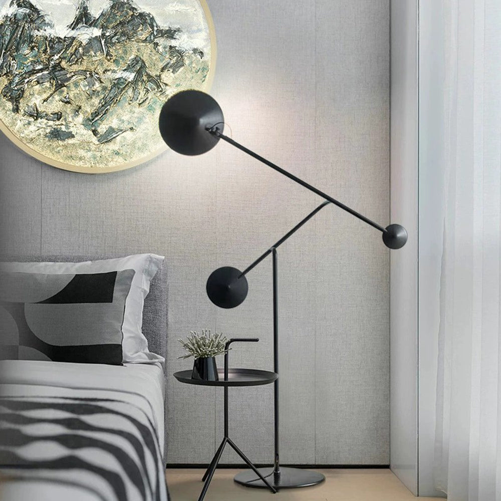 Avi Design Simple Lampadaire Rond Moderne Métal Noir Salon/Chambre à Coucher