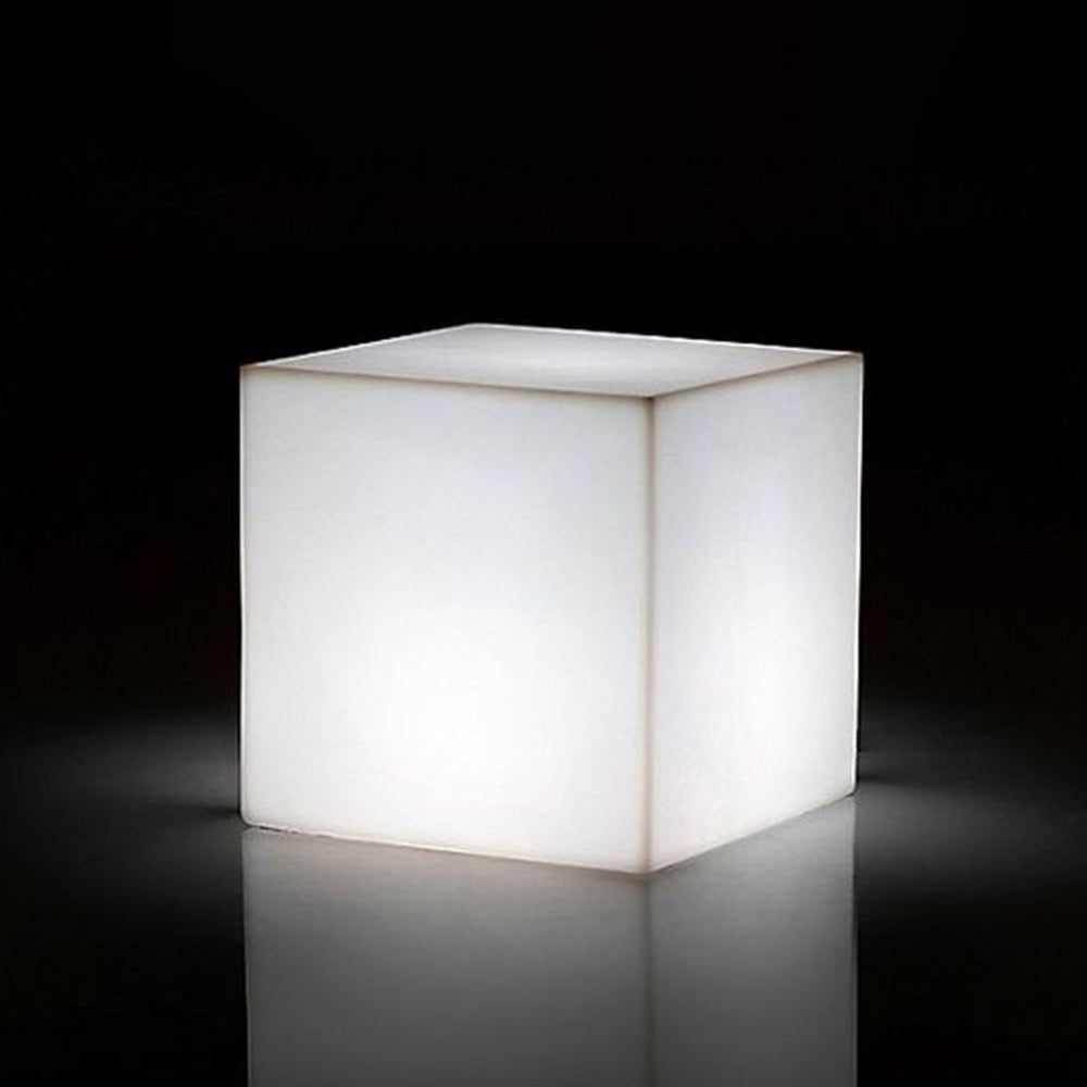 Pena Lampe Extérieure au Sol Cube Moderne, PE, Blanc, Jardin