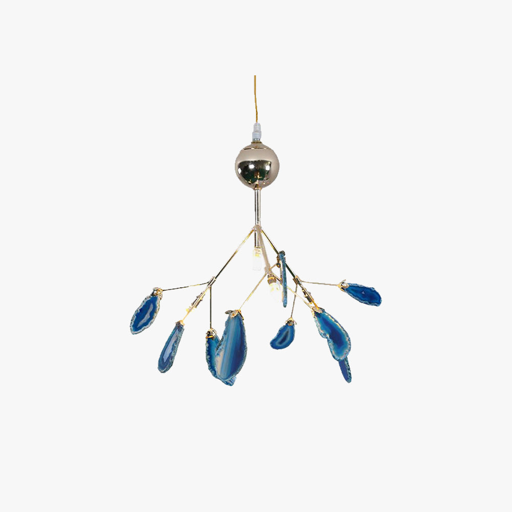 Javon Art LED Suspension Bleu Métal Agate Salon Chambre à coucher