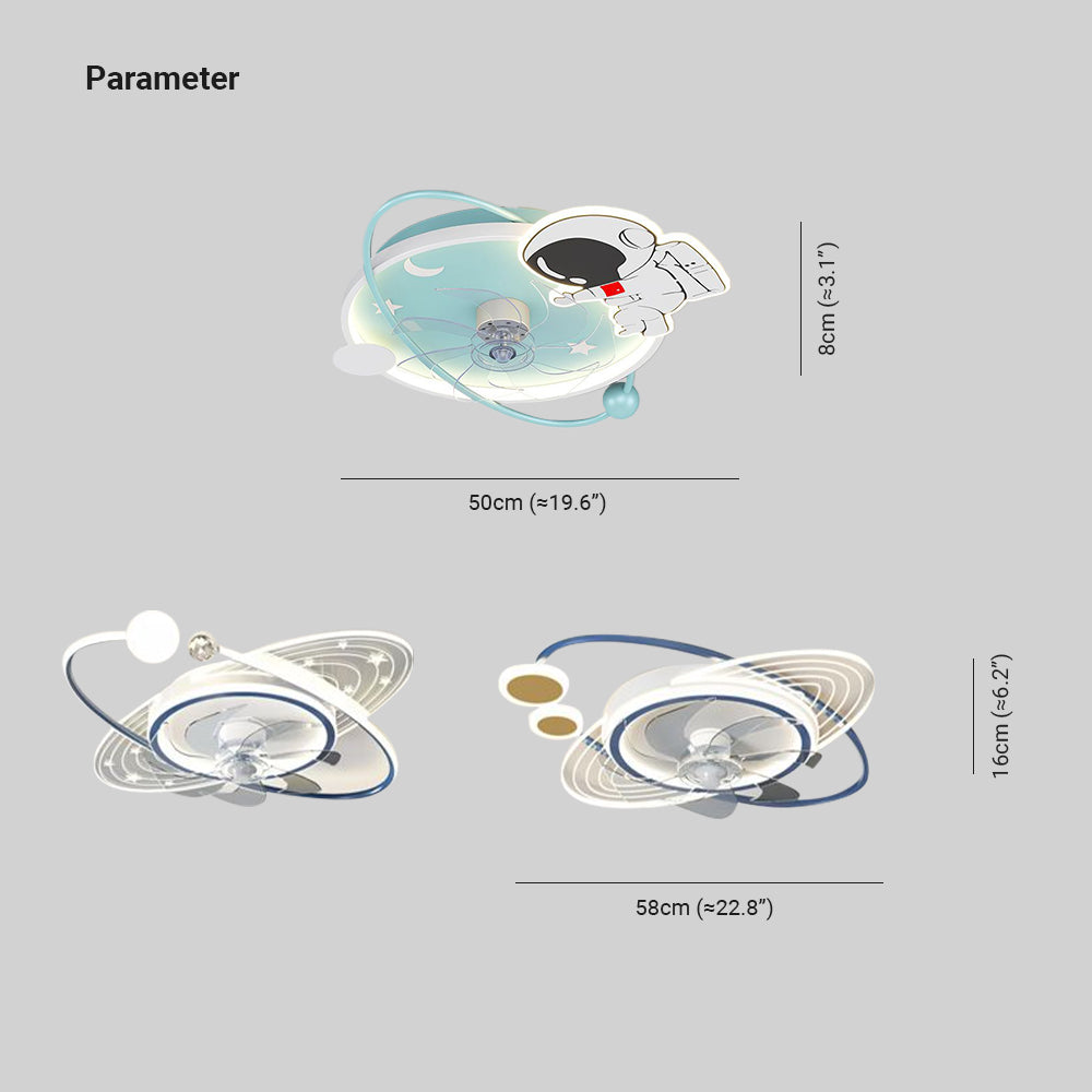 Fateh Ventilateur de Plafond LED en forme d'Astronaute, 3 Styles/Couleurs, D50/58CM