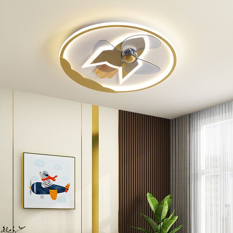 Minori Ventilateur de Plafond en forme de Fusée, 2-Lumières, 5 Couleurs, 46CM/56CM