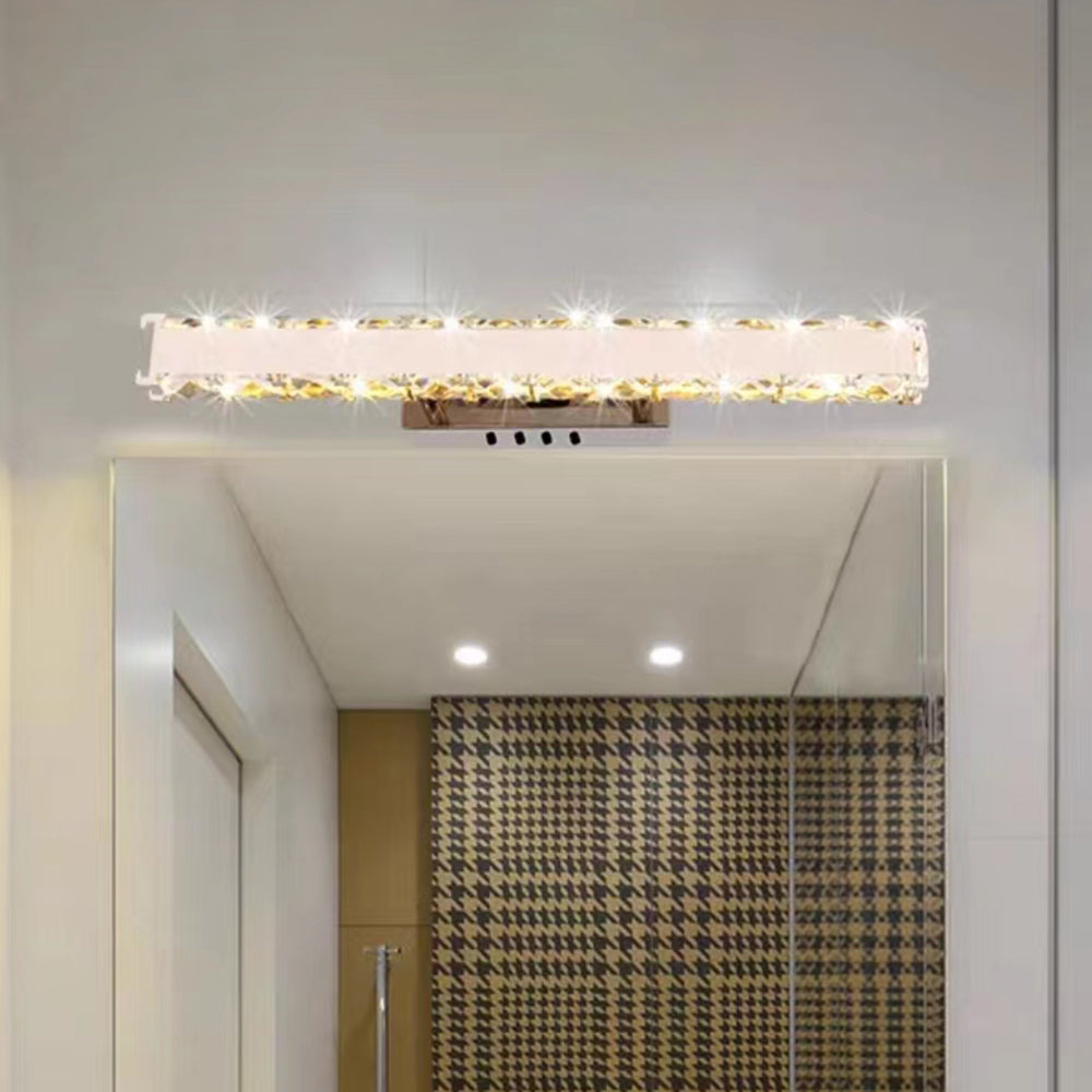 Kristy Applique Murale à Miroir Rectangulaire Moderne Métal/Cristal Argent Salle de Bain