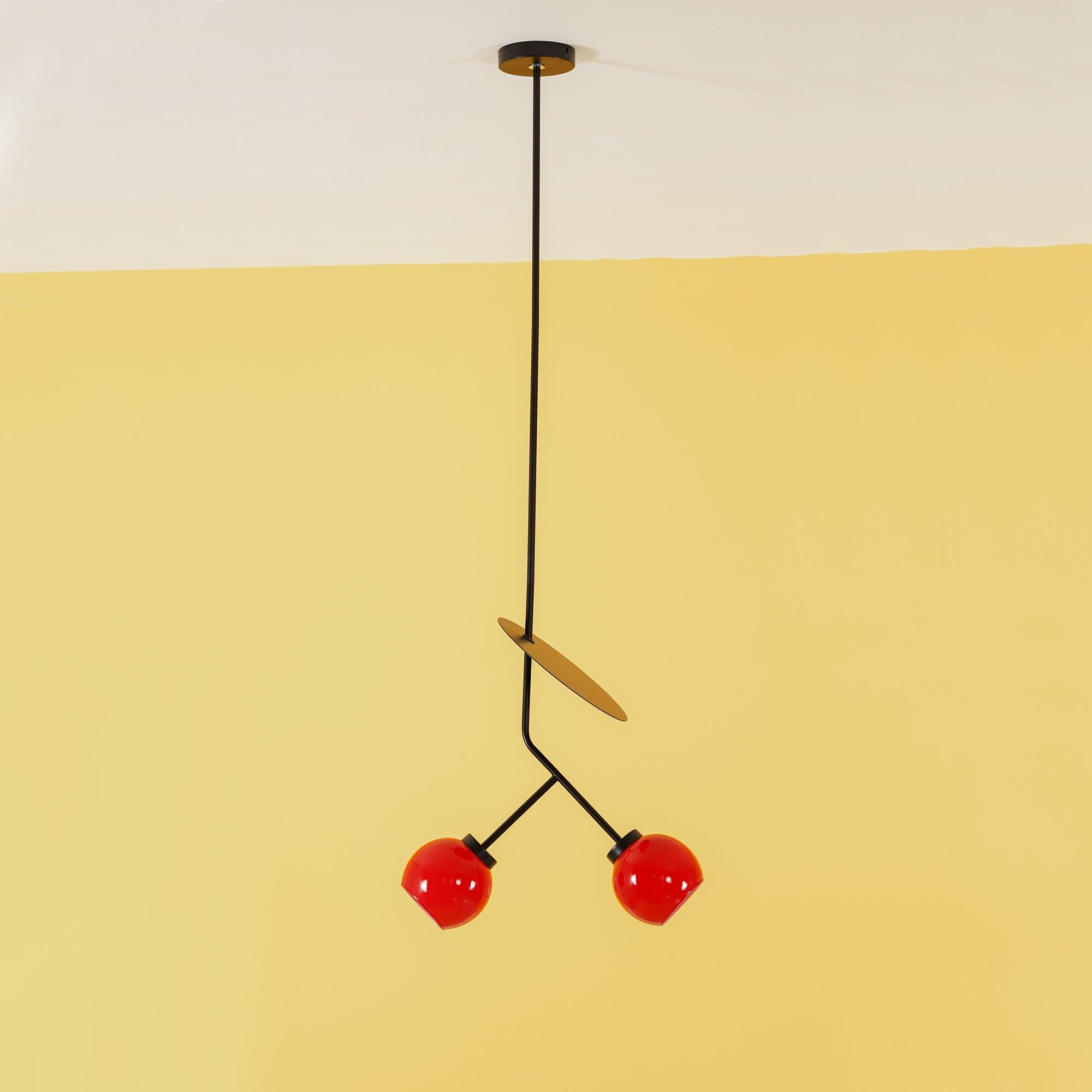 Valentina Suspension Cerise Design LED Métal/Verre Rouge/Noir/Blanc/Or Salon/Chambre
