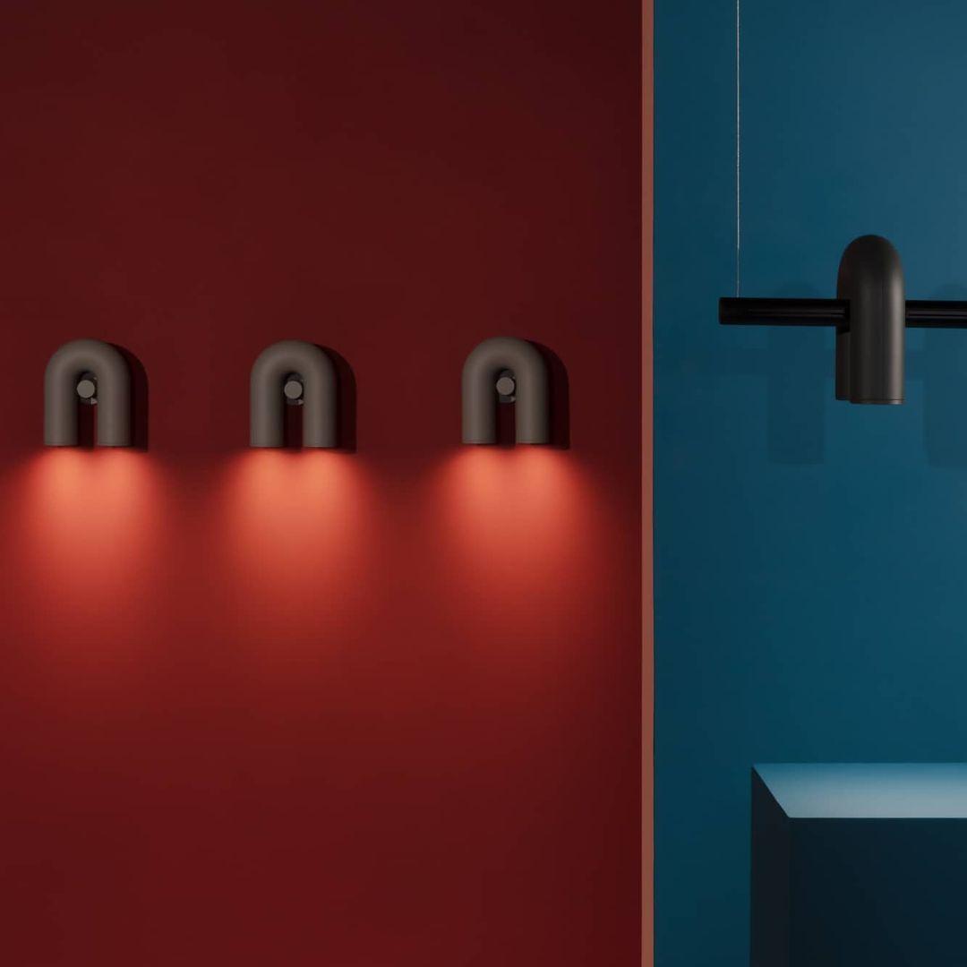 Felix Arc Minimaliste LED Applique Murale Noir Rouge Bleu Métal Chambre à Coucher