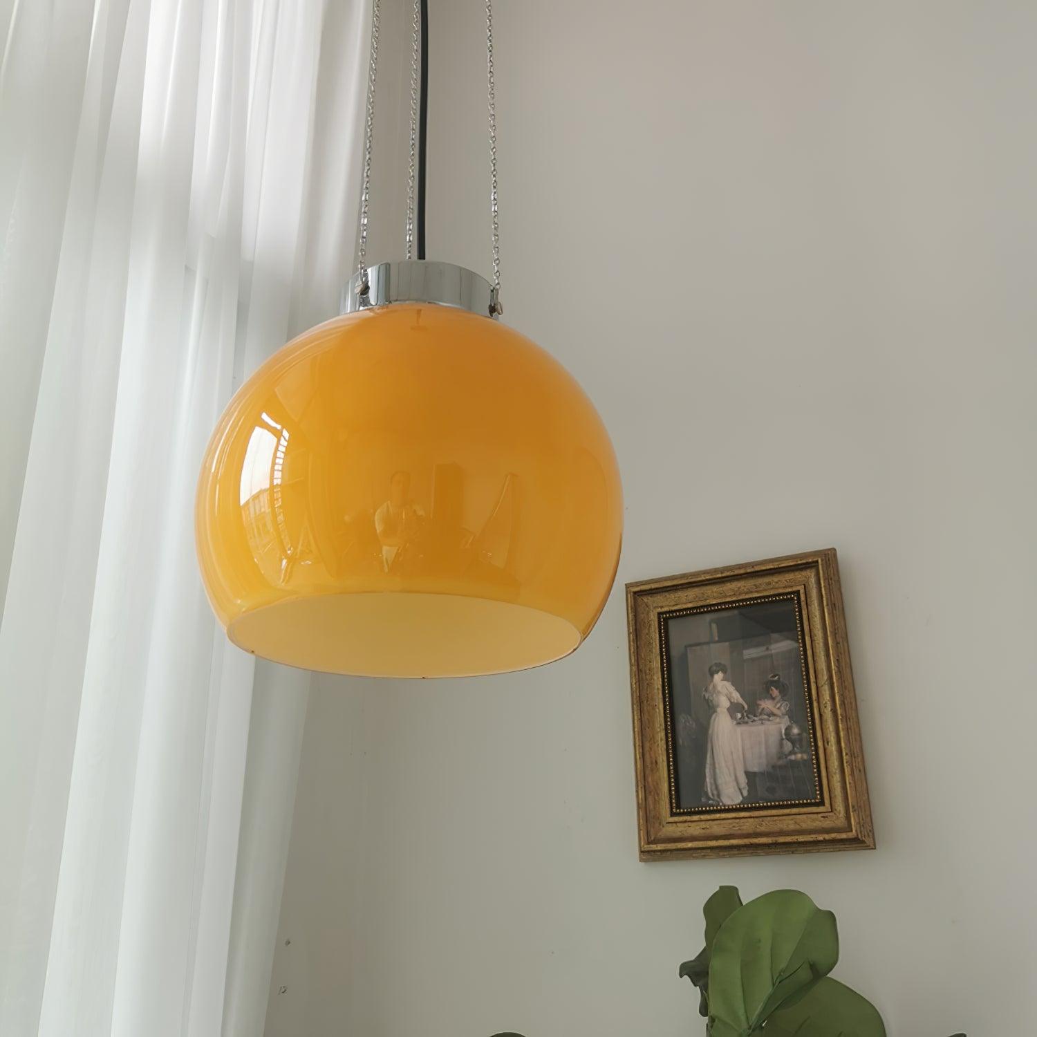 Hailie Globe LED Suspension Jaune Métal Verre Salon Chambre à Coucher