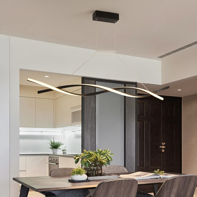 Louise Luminaires suspension  linéaire ondulée minimaliste de LED pour le salon de salle à manger
