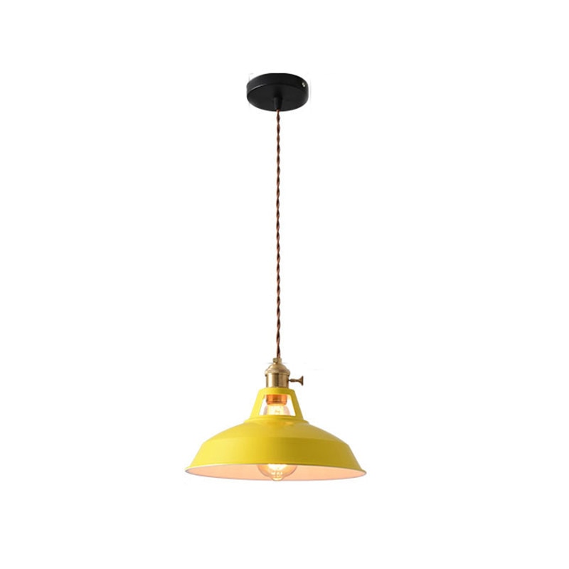 Retro Industrial Style Macaron Metal Pendant Light Dining Room Yellow