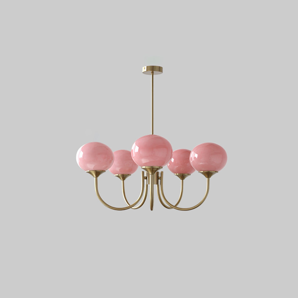 Hailie Lustre Boule Classique, Métal/Verre, Blanc/Rose/Beige, Bureau/Salon