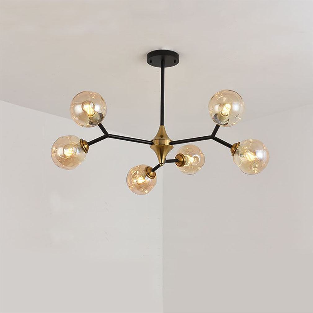 Valentina Lustre Art Deco Design Luminaires Suspensions Métal/Verre Ambre Chambre à Coucher/Salon