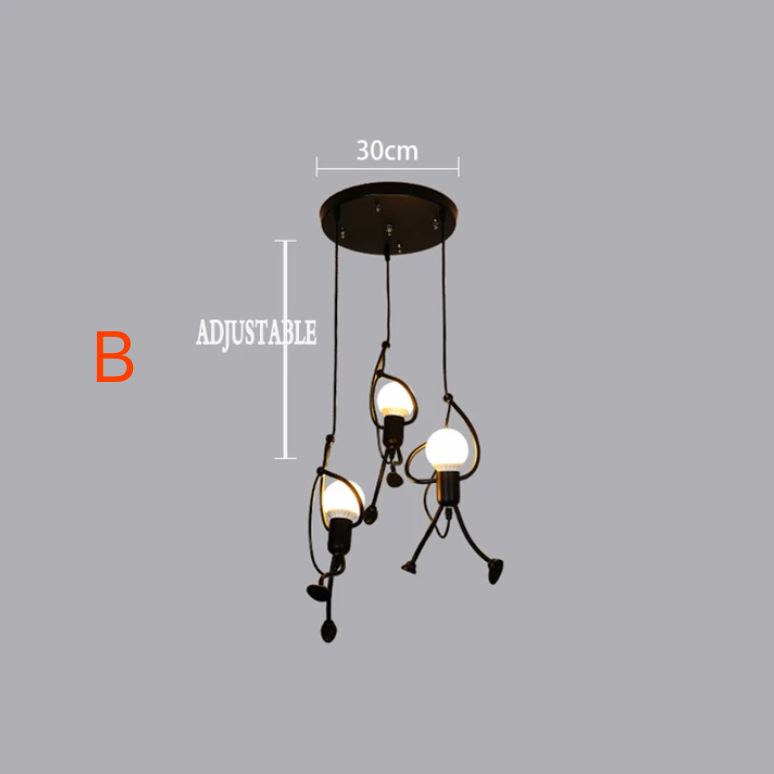 Modern Funky Man Style Chandelier Pendant Iron Dining Room Size