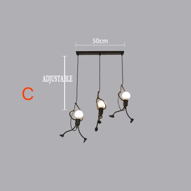 Modern Funky Man Style Chandelier Pendant Iron Dining Room Size