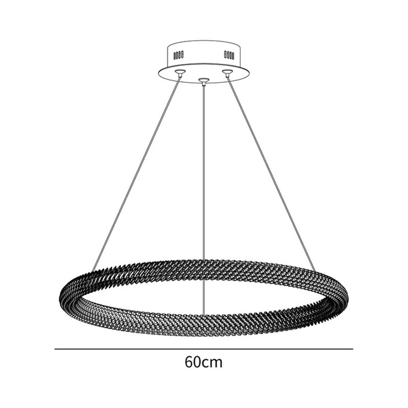 Kristy Suspension Anneau Minimaliste, Metal/Cristal, Blanc, Chambre