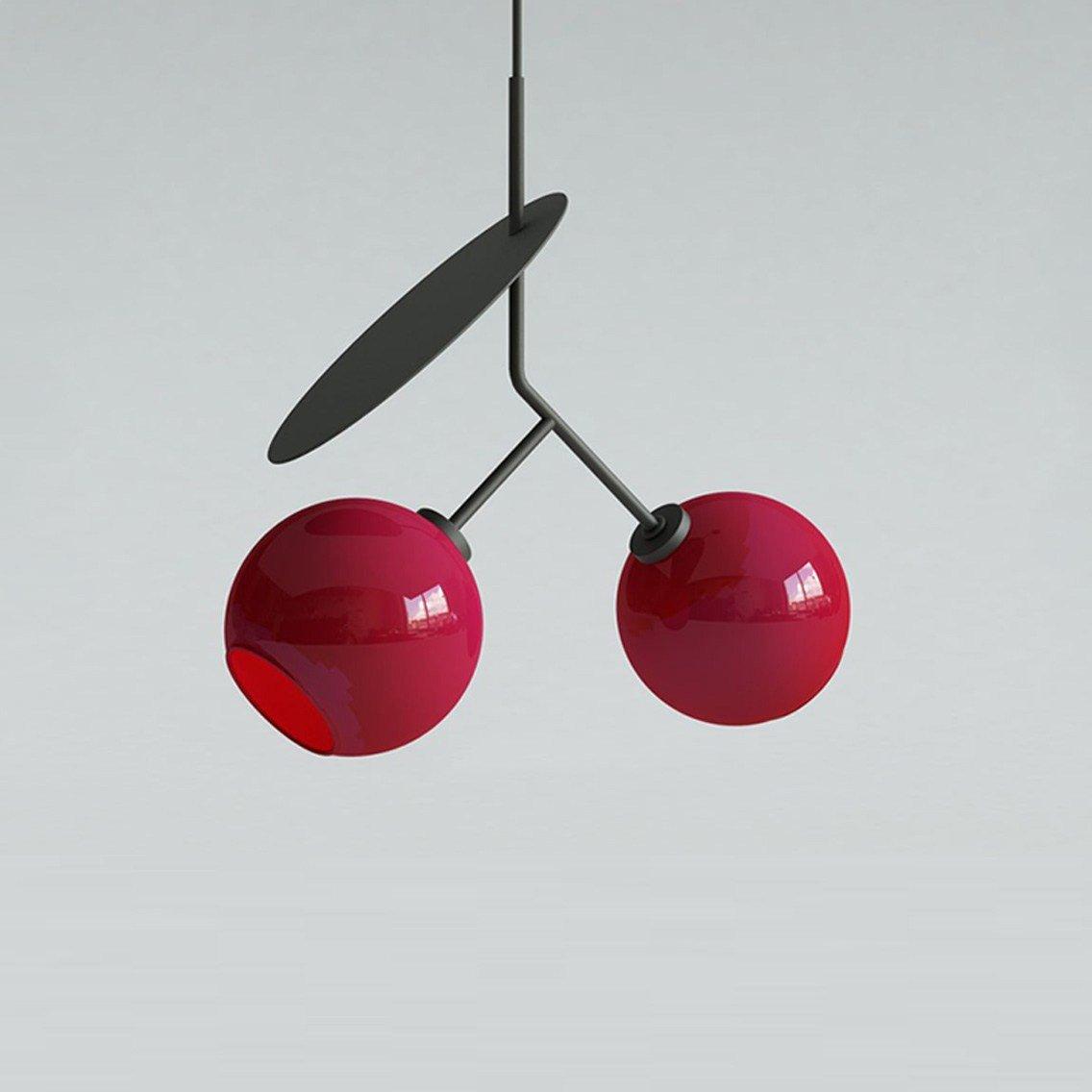 Valentina Suspension Cerise Design LED Métal/Verre Rouge/Noir/Blanc/Or Salon/Chambre