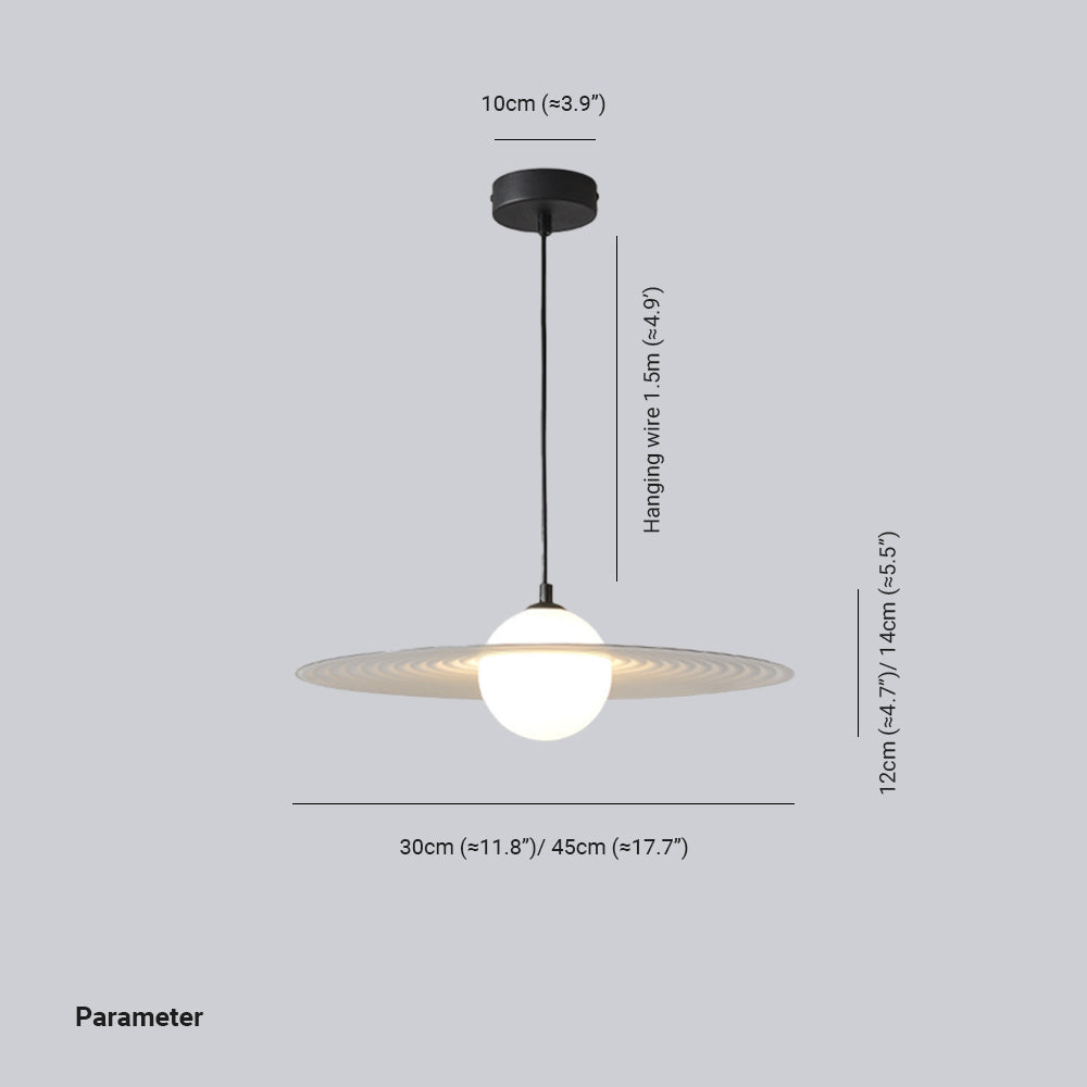 Carin Suspension Ronde Moderne, Métal/Acrylique, Noir/Blanc, Chambre à Coucher/Salle à Manger