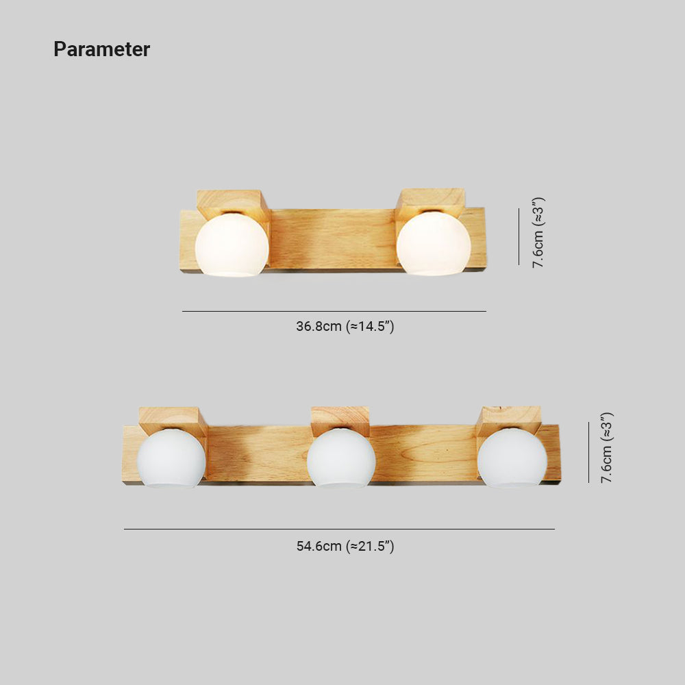 Ozawa Applique Murale Linéaire Moderen, Bois/Verre, Bûche, Salle de Bain