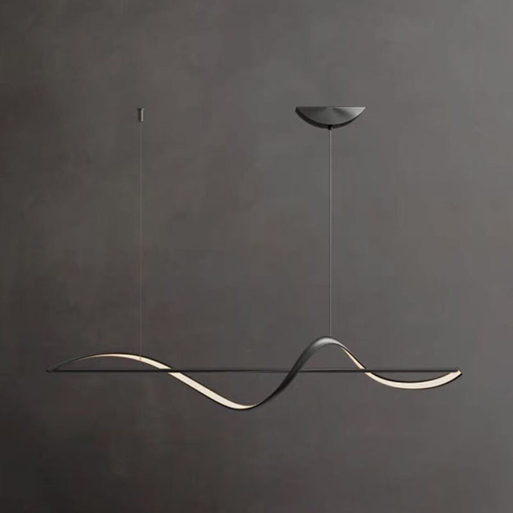 Louise Suspension Linéaire Minimaliste, Metal/Acrylique, Noir/Or, Salon